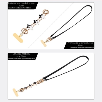 Mobitel šnura od TPU-a, poliesterska užadica, metalna kopča, geometrijski metalni privjesak, prilagodba crteža i logotipa