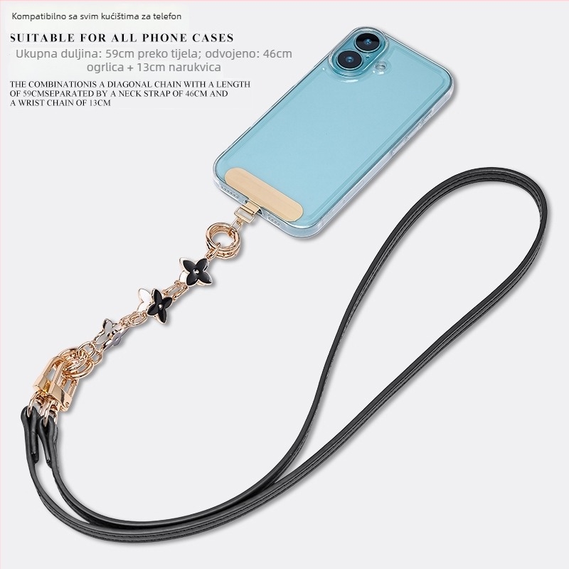 Mobitel šnura od TPU-a, poliesterska užadica, metalna kopča, geometrijski metalni privjesak, prilagodba crteža i logotipa