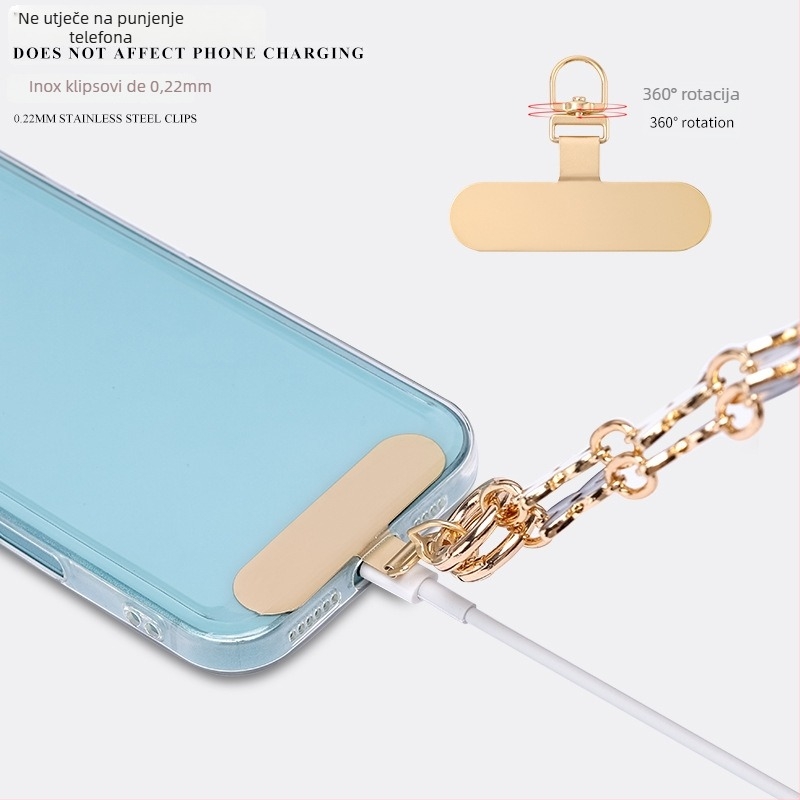 Mobitel šnura od TPU-a, poliesterska užadica, metalna kopča, geometrijski metalni privjesak, prilagodba crteža i logotipa