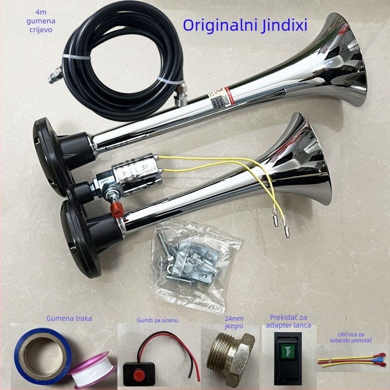 Automobilski zračni klaxon, Golden Flute DQL222, dvostruka cijev, visok ton, električno upravljanje