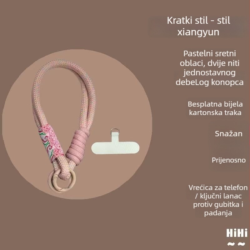 Telefonska narukvica - unisex; najlon užad, ručna izrada, metalna kopča