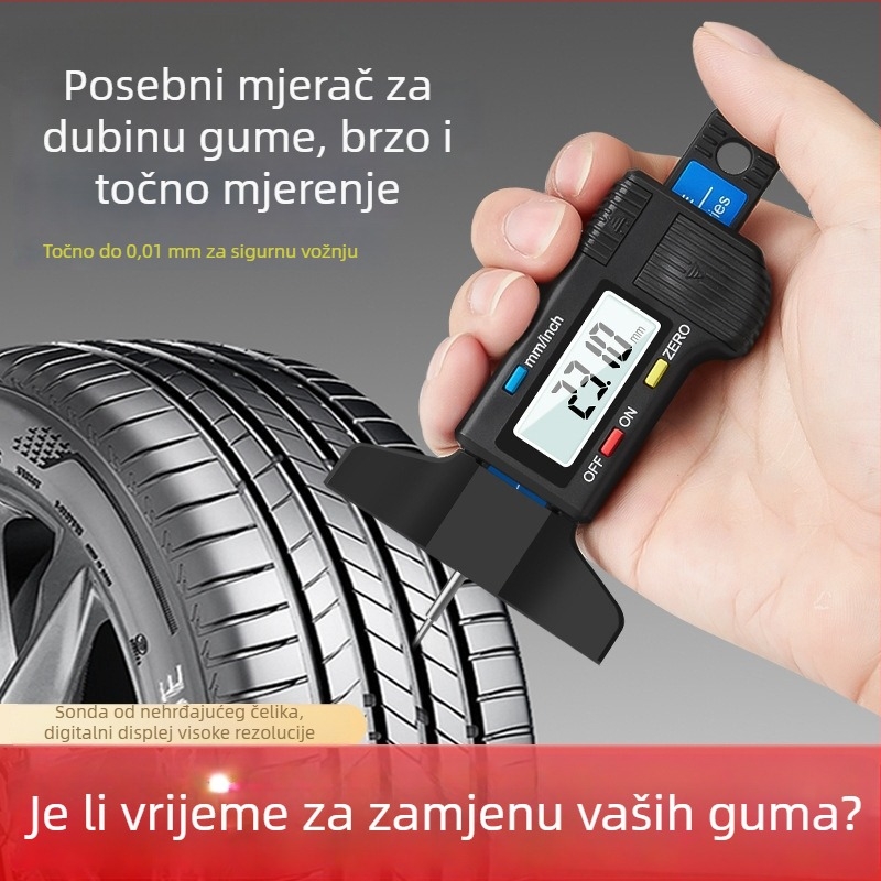 Digitalni mjerač dubine profila pneu s elektroničkim zaslonom i visokopreciznim Vernier kaliperom