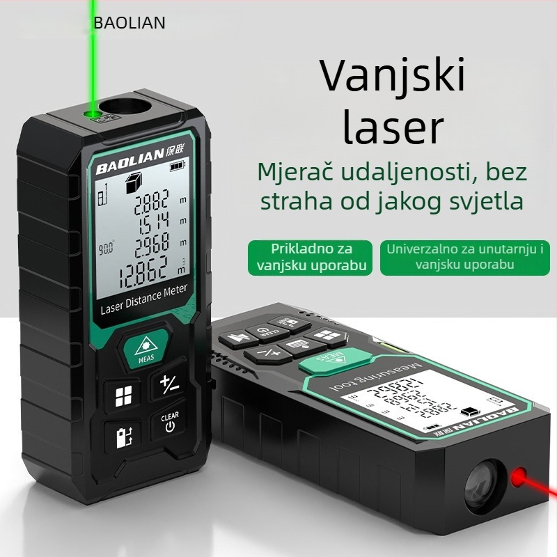 Laserski mjerač udaljenosti infracrveni, ručni, visoko precizno elektroničko ravnalo