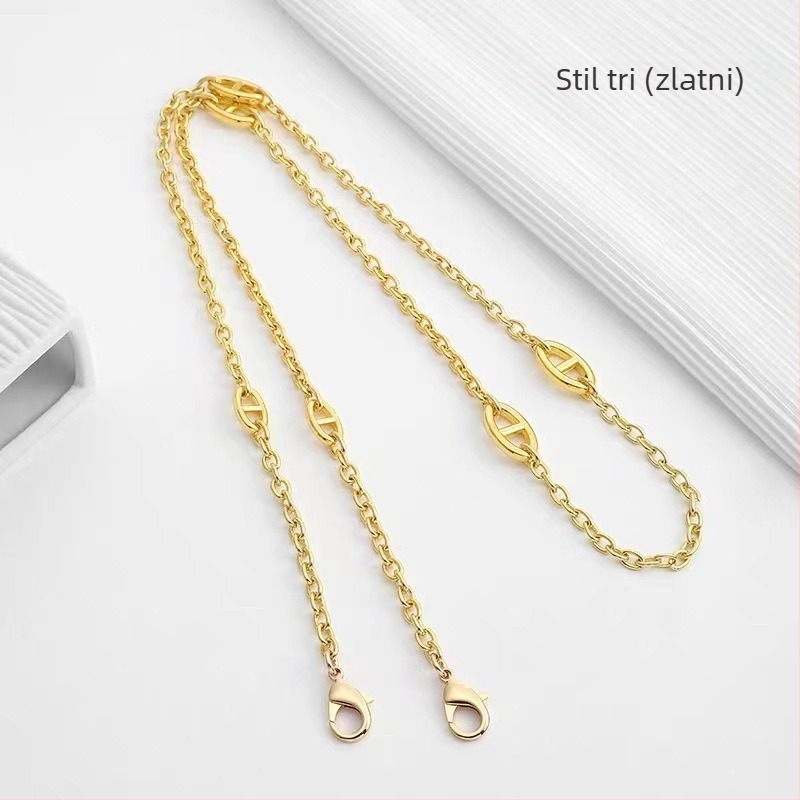 Yu Yi metalna naramenica za torbu s geometrijskim uzorkom – kaiš za crossbody torbu, lančani dodatak