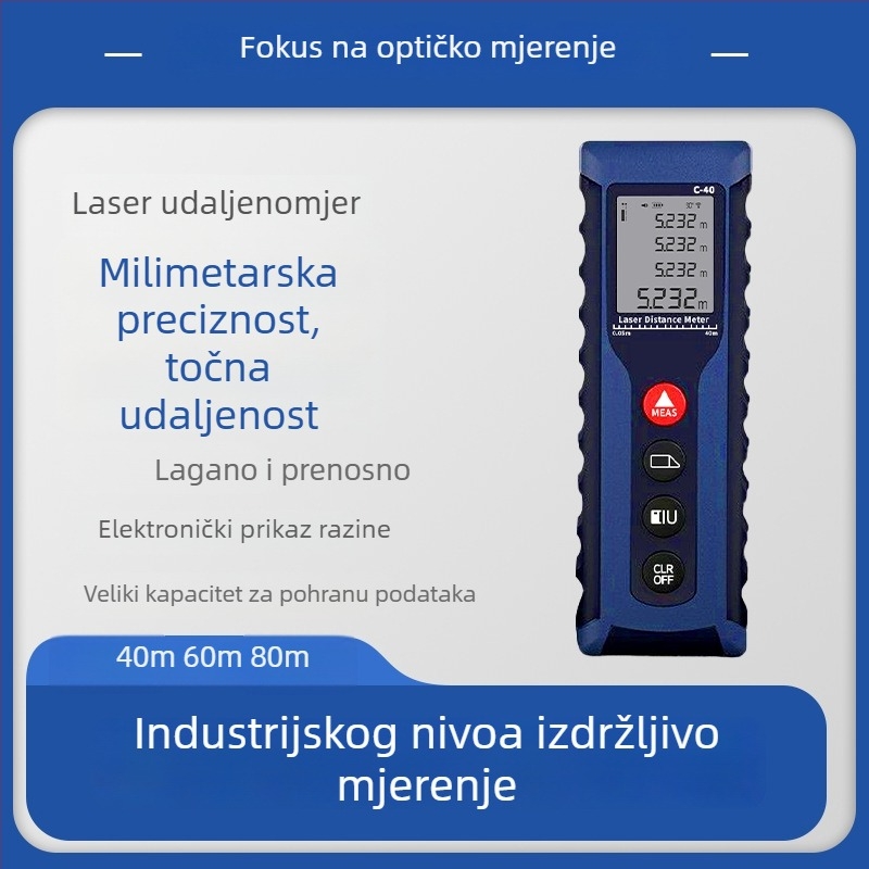 Ručni laserski mjerač udaljenosti, visoka preciznost, višenamjensko infracrveno mjerenje, točno mjerenje prostorija, elektronički mjerni pravilo