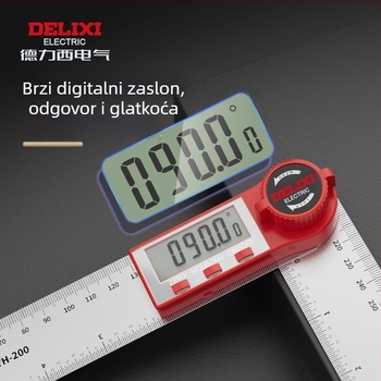 Delixi digitalni kutomjer s digitalnim prikazom za stolariju, mjerenje 90° i 360°