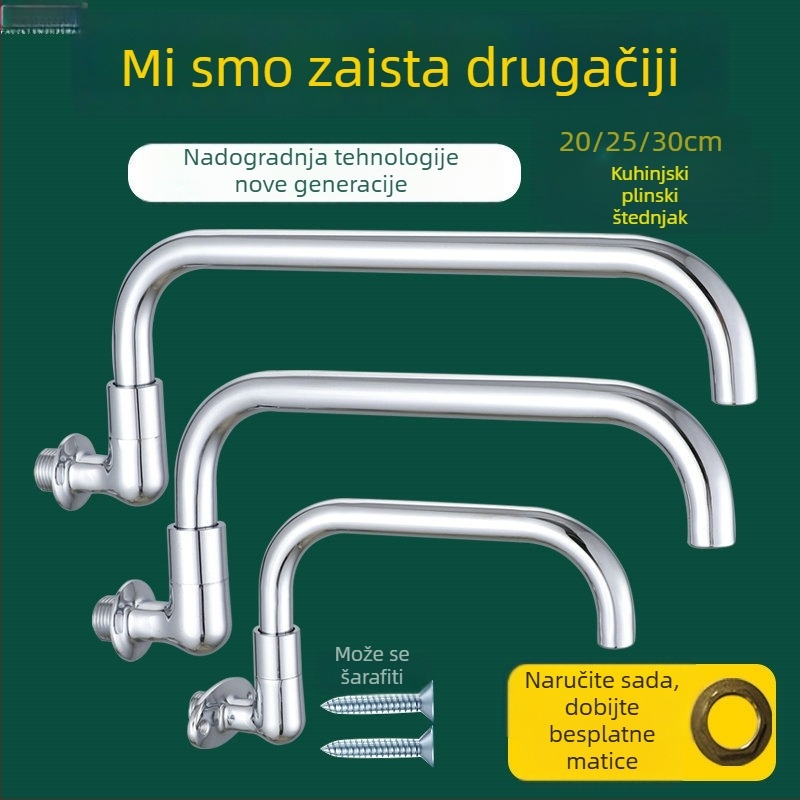 Kuhinjski slavina s keramičnim jedrom, okretni rameni, zidna montaža, kromirana površina, 2 cm ulaz/izlaz, moderan minimalistički dizajn, Dragon Man