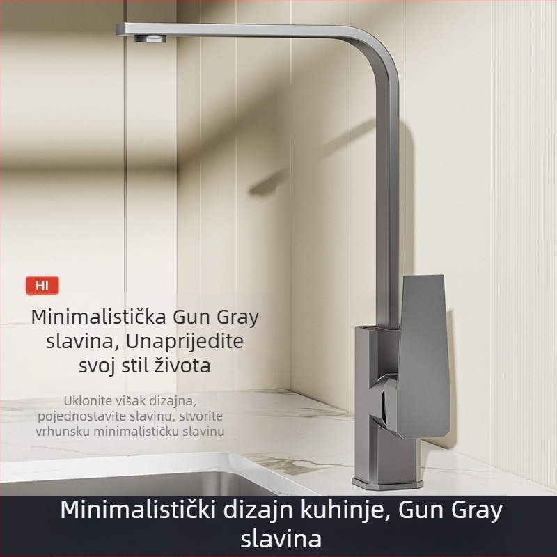 Kuhinjski miješalac za sudoper — bakar-lega, keramički kartridžni ventil, vertikalna ugradnja