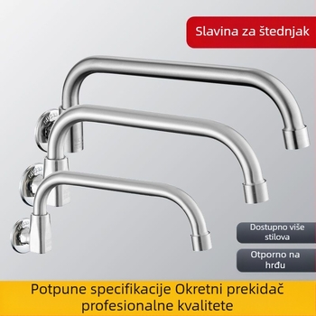 Slavina za kuhinju od nehrđajućeg čelika, zidna, izljev s mogućnošću okretišta, poluautomatika, za hotele i restorane