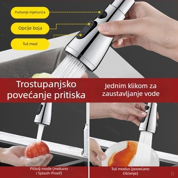 Univerzalna rotirajuća glava proširenja kuhinjske slavine s zaštitom od prskanja, vijčano priključivanje, bakrena jezgra ventila, elektroplirano završno