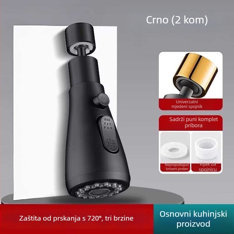 Univerzalna rotirajuća glava proširenja kuhinjske slavine s zaštitom od prskanja, vijčano priključivanje, bakrena jezgra ventila, elektroplirano završno