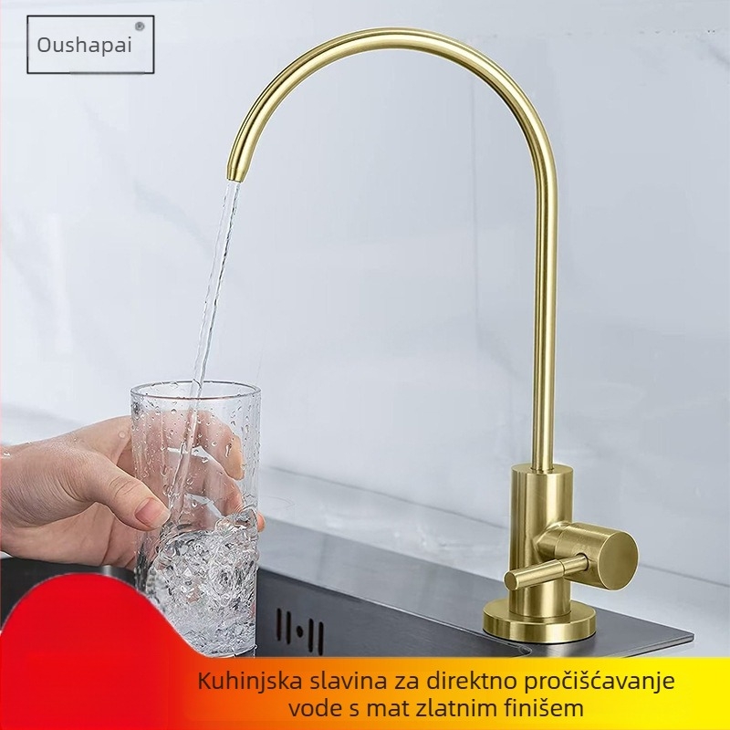 Kuhinjska slavina za izravno pitje vode — nehrđajući čelik, DBN-1255, samo hladna voda, 0–90°C, 0,5 Pa