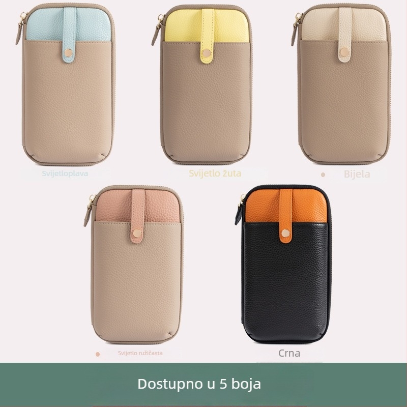 Modern Paul ženska kožna torbica za telefon — vertikalni kvadratni oblik, crossbody s zatvaračem na zip, unutarnja džep sa zipom