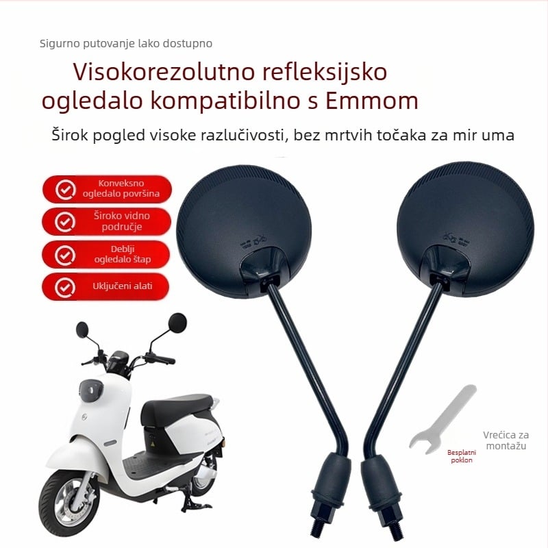 Zadnji retrovizor za električni bicikl, Nacionalni standard, Reflektirajući retrovizor za vožnju unatrag, 8 mm desni navoj, Univerzalni dodatak