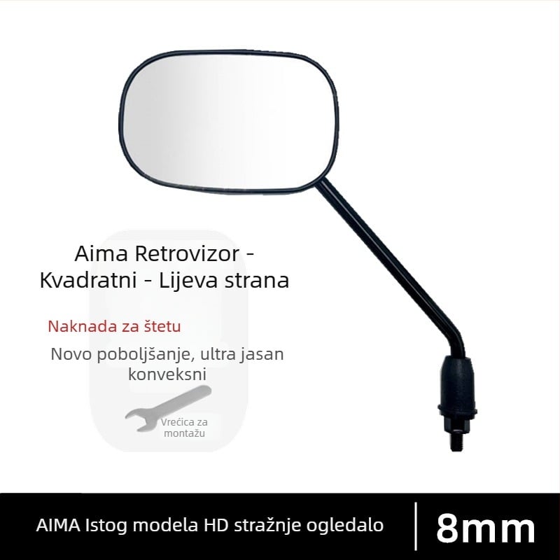 Zadnji retrovizor za električni bicikl, Nacionalni standard, Reflektirajući retrovizor za vožnju unatrag, 8 mm desni navoj, Univerzalni dodatak