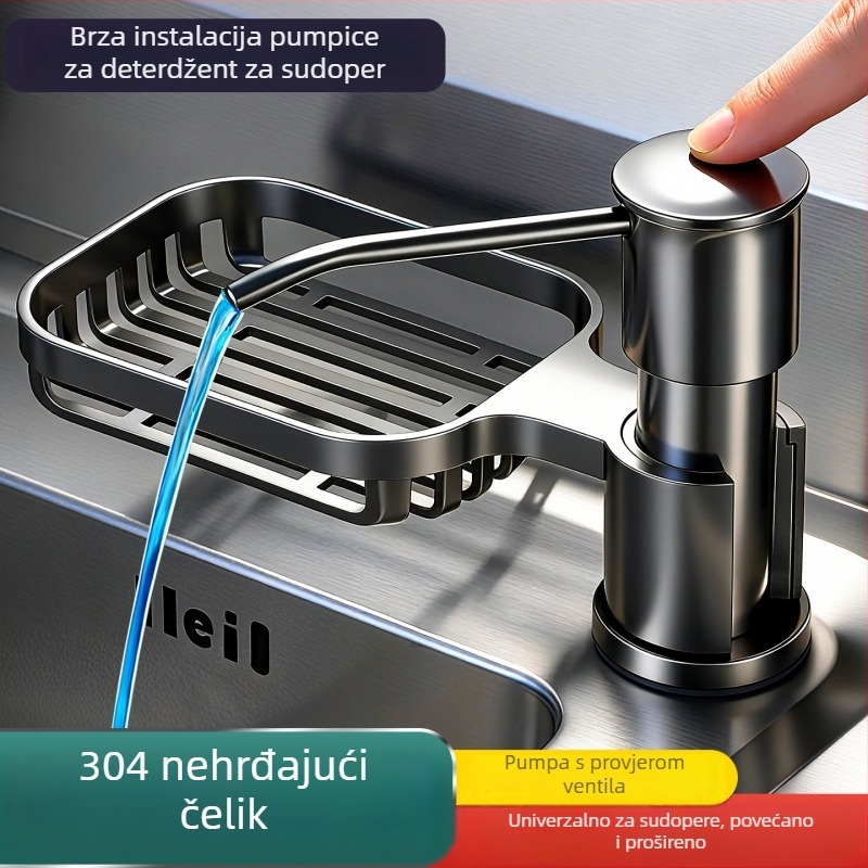 Dozator tekućeg sapuna za sudoper s ručnom pumpom, Space Aluminum, moderni minimalistički stil, završna obrada lakom i elektroplatiranje, Brend Enjoy