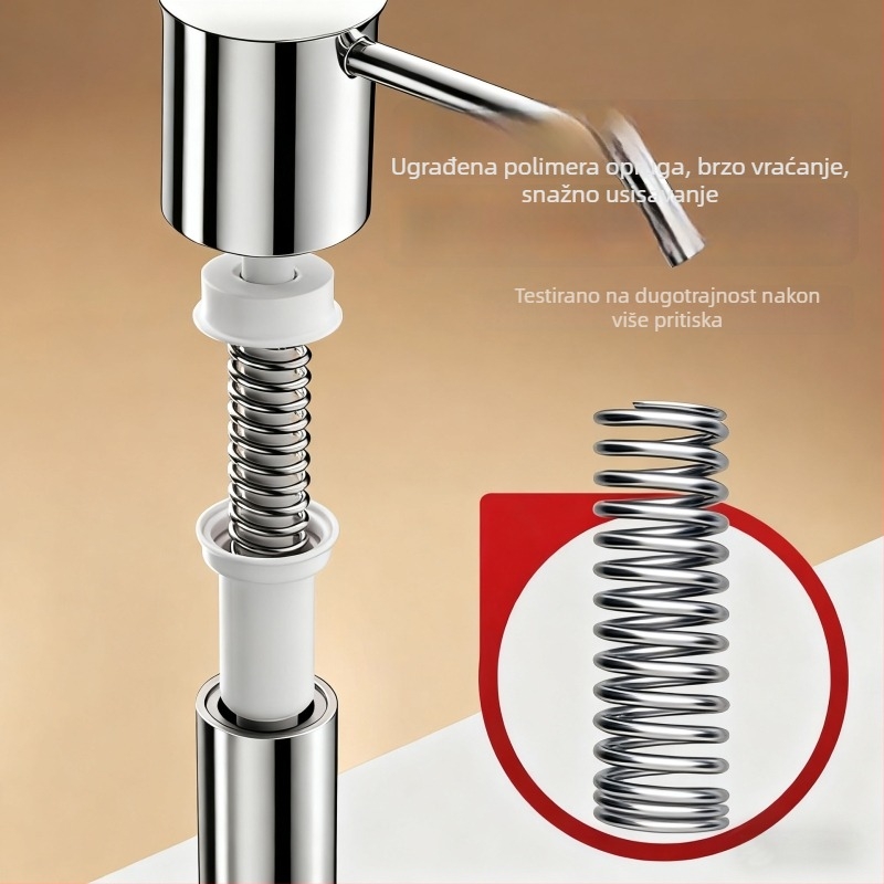 Dozator tekućeg sapuna za sudoper s ručnom pumpom, Space Aluminum, moderni minimalistički stil, završna obrada lakom i elektroplatiranje, Brend Enjoy