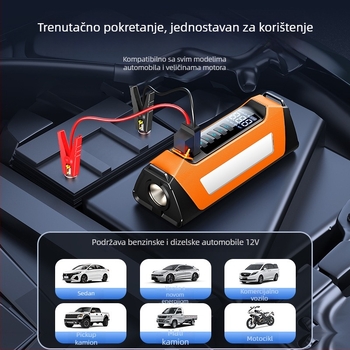 Automobilski hitni startni uređaj sa ugrađenom pumpom za zrak – sve u jednom, 12V, 80W, 35 L/min, digitalni zaslon, USB punjenje