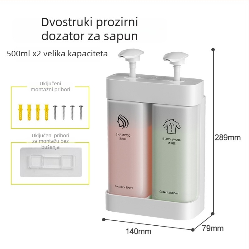 ABS zidni dozator sapuna – velika kapaciteta, ručni pritisak, montaža bez bušenja, CE certifikat