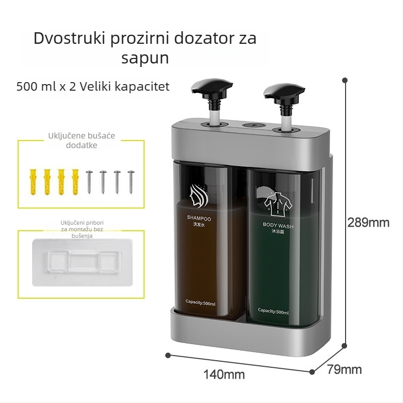 ABS zidni dozator sapuna – velika kapaciteta, ručni pritisak, montaža bez bušenja, CE certifikat