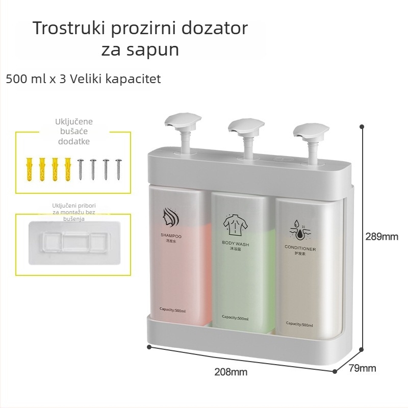 ABS zidni dozator sapuna – velika kapaciteta, ručni pritisak, montaža bez bušenja, CE certifikat