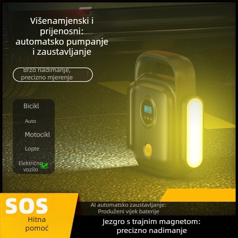 Prijenosna pumpa za automobil s digitalnim zaslonom, 12V, 120W, 60 cm crijevo, 35 L/min