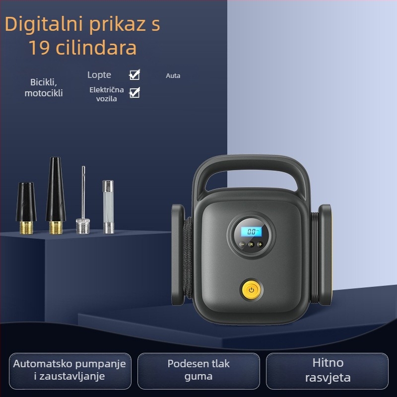 Prijenosna pumpa za automobil s digitalnim zaslonom, 12V, 120W, 60 cm crijevo, 35 L/min