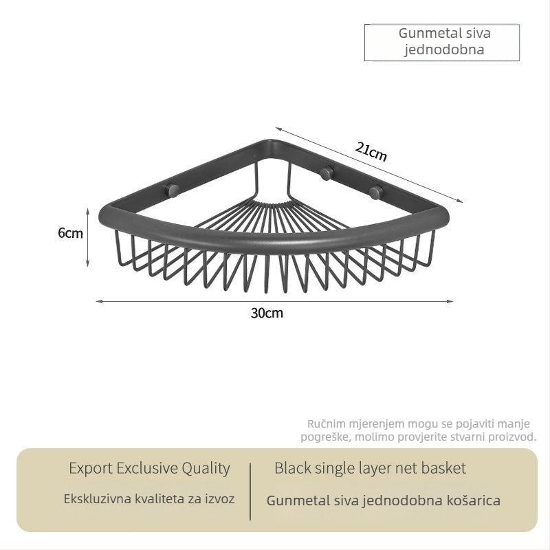 Kupaonski kutni stalak od nehrđajućeg čelika, ogledni završetak, oblik ventilatora, dvostruki sloj, nosivost 5 kg