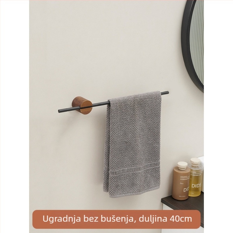 Držač za ručnike od aluminijske legure, montaža bez bušenja, jednostruka šipka, površinski premaz sprejem, nosivost 20 kg