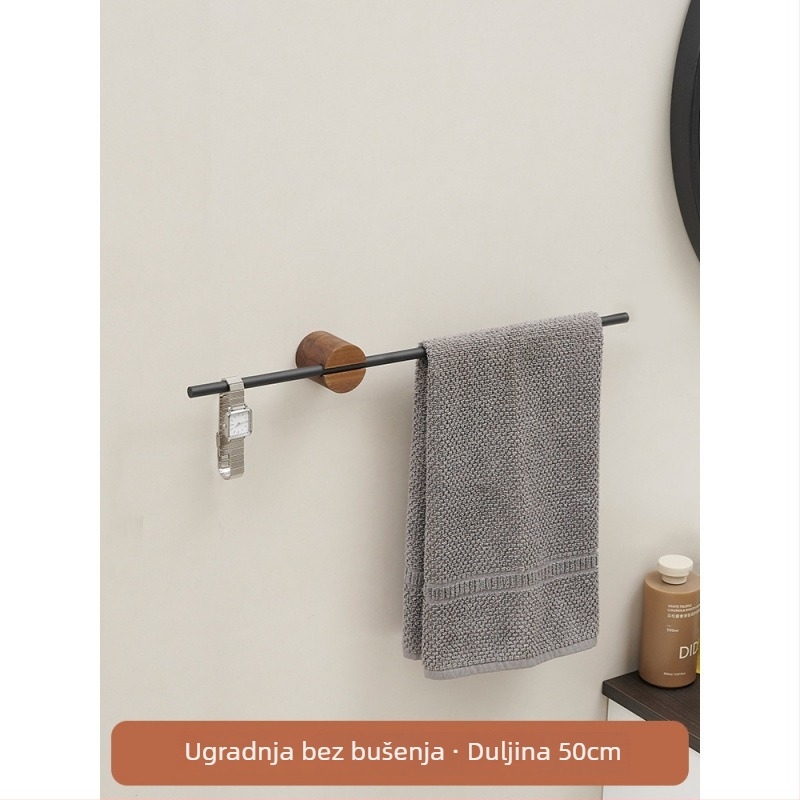 Držač za ručnike od aluminijske legure, montaža bez bušenja, jednostruka šipka, površinski premaz sprejem, nosivost 20 kg