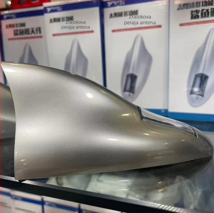 Solarna automobilska antena za automobil u obliku shark fin s LED strob osvjetljenjem, daljinskim upravljačem, montaža ljepilom, univerzalna kompatibilnost