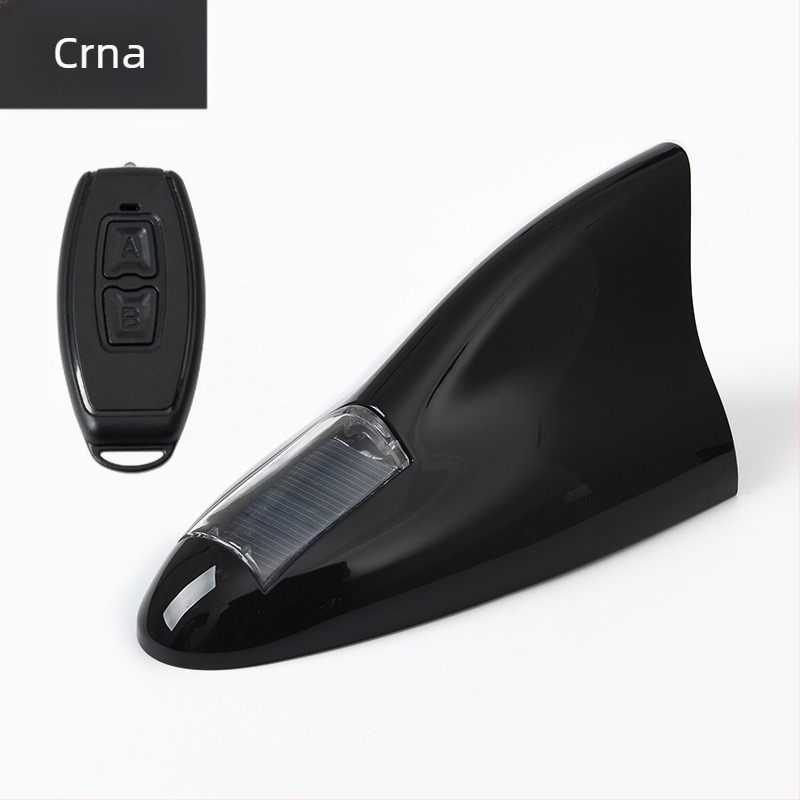 Solarna automobilska antena za automobil u obliku shark fin s LED strob osvjetljenjem, daljinskim upravljačem, montaža ljepilom, univerzalna kompatibilnost