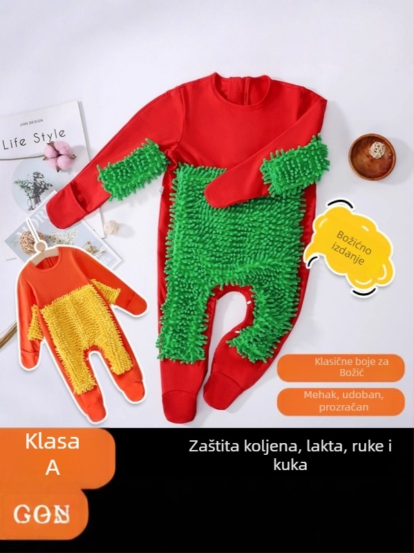 Dječji kombinezon za puzanje jesensko-zimski, 95% pamuk + 5% elastan, unisex, debeo, dugi rukav