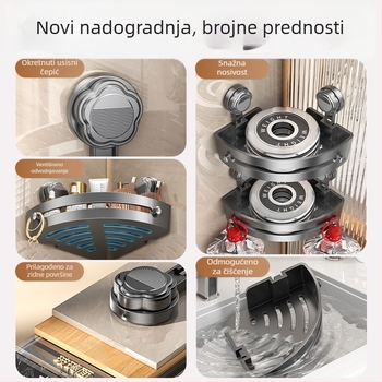 Polica za kupaonicu s usisavačem, zidna trokutasta kutna polica, plastika, injekcijski oblikovana, 1 razina