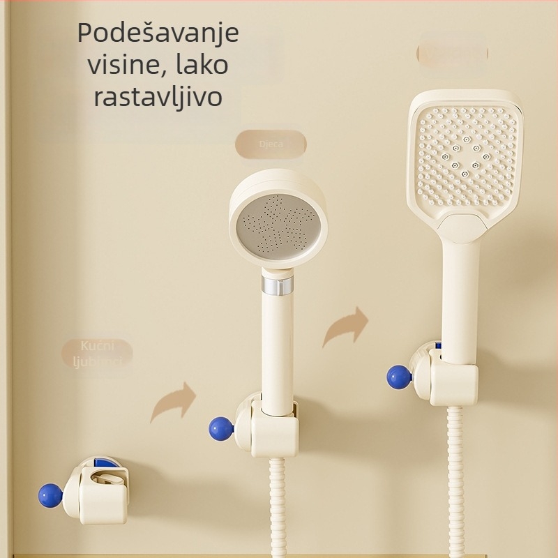 Pokretni držač za tuš sa usisnom čašom – zidni, ABS, 1-etažna polica za kupaonicu, bez bušenja, moderan dizajn