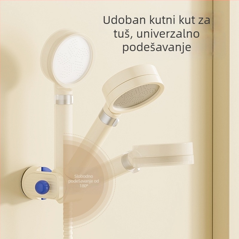 Pokretni držač za tuš sa usisnom čašom – zidni, ABS, 1-etažna polica za kupaonicu, bez bušenja, moderan dizajn