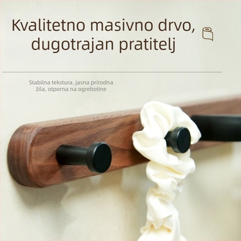 Držač ručnika bez bušenja za kupaonicu - aluminijska legura, završna obrada drveni vosak, nosivost 15 kg