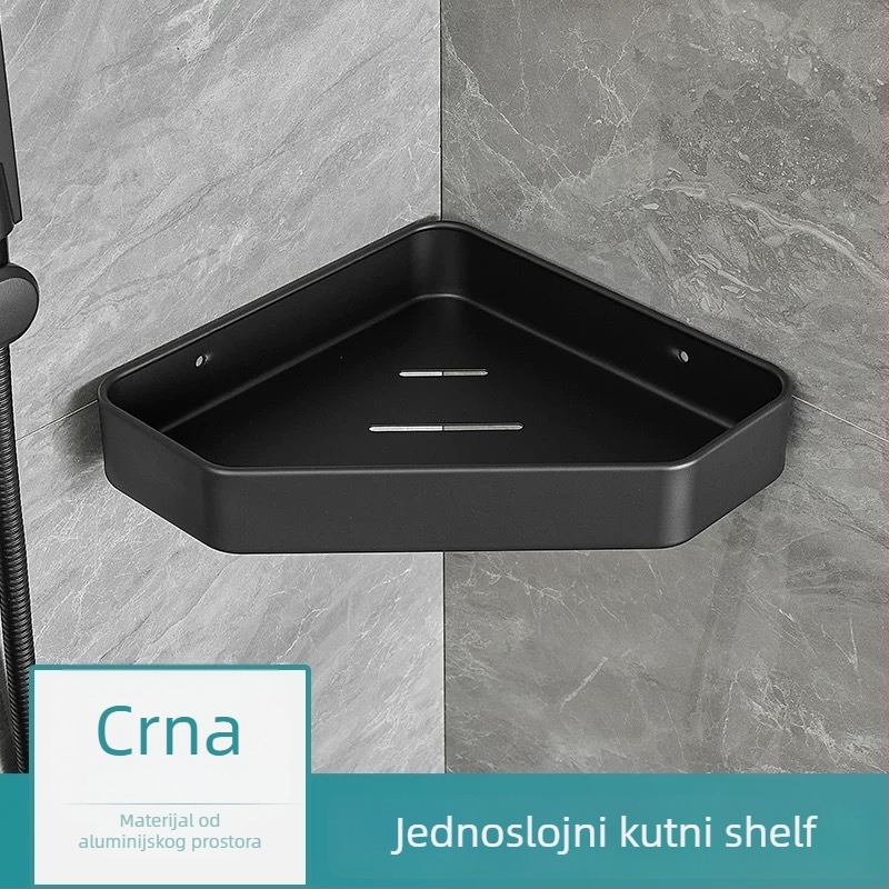 Komedan 1020 Dva složni kutni polic od aluminija za kupaonicu, premaz boje, nosivost 5–10 kg, moderni minimalistički stil