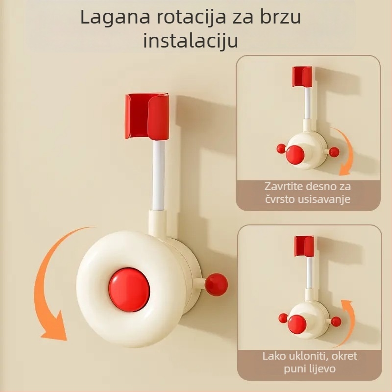 Držač za tuš glavu sa usisnom čašom, bez bušenja, na zid, plastičan, nosivost 3 kg