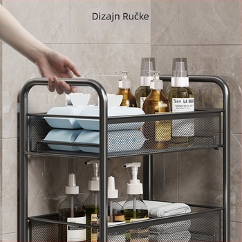 Podni stalak za kupaonicu, 5 etaža, metalni, pomični, moderni minimalistički stil.