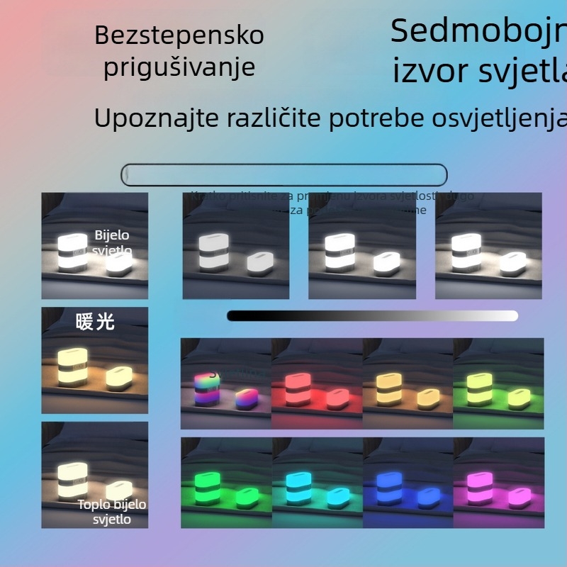 RGB magnetska atmosferska stolna lampa s USB punjenjem, LED diodama koje mijenjaju boju, noćno svjetlo za spavaću sobu