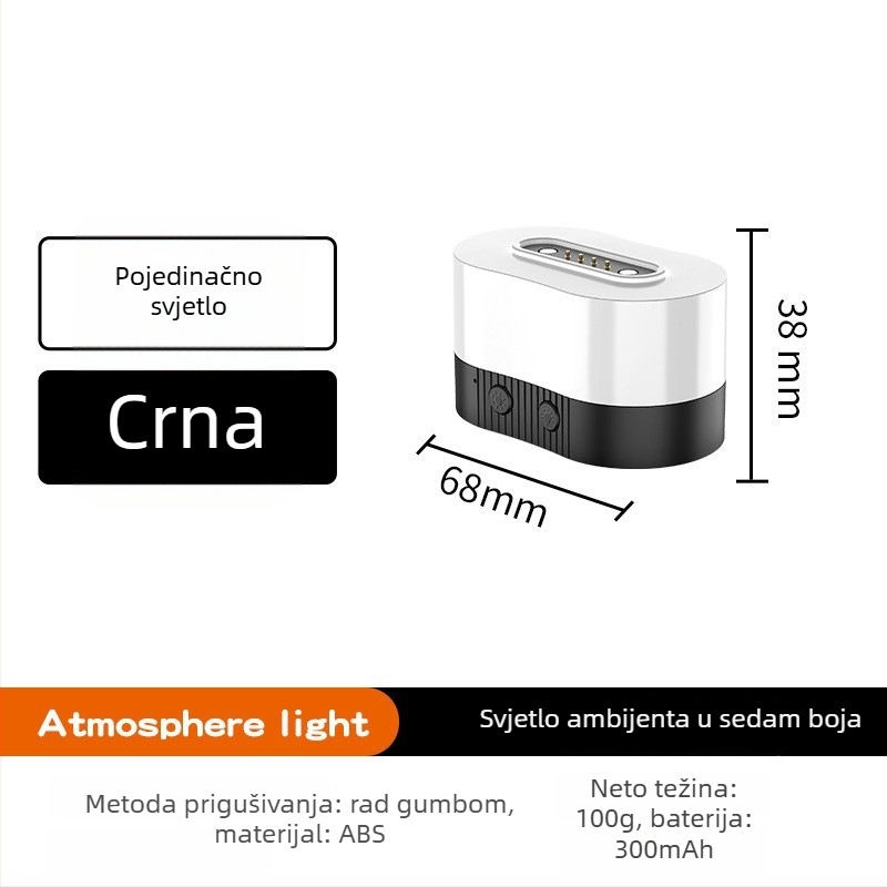 RGB magnetska atmosferska stolna lampa s USB punjenjem, LED diodama koje mijenjaju boju, noćno svjetlo za spavaću sobu