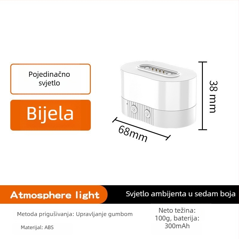 RGB magnetska atmosferska stolna lampa s USB punjenjem, LED diodama koje mijenjaju boju, noćno svjetlo za spavaću sobu