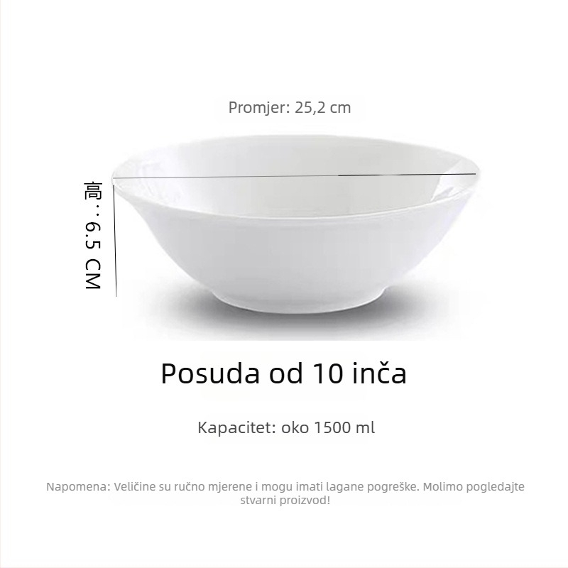 Porcelanska zdjela, moderni minimalistički stil, okrugli oblik, kompatibilna s mikrovalnom pećnicom, površina ispod glazure