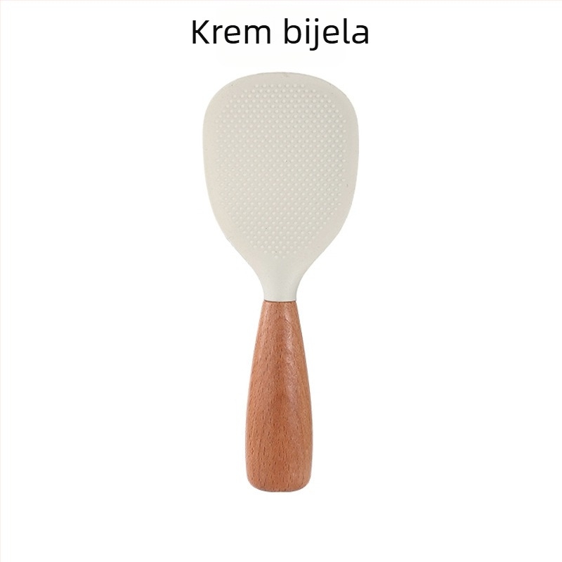Silikonska kuhinjska žlica s drvenom ručkom, otporna na visoke temperature, višefunkcionalni kuhinjski alat, moderan minimalistički dizajn