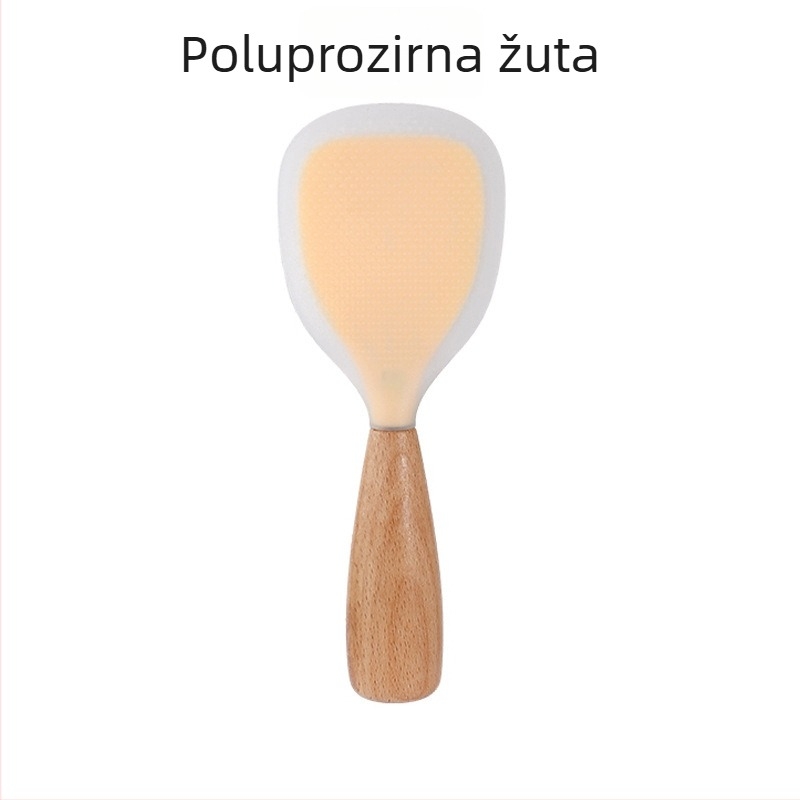 Silikonska kuhinjska žlica s drvenom ručkom, otporna na visoke temperature, višefunkcionalni kuhinjski alat, moderan minimalistički dizajn