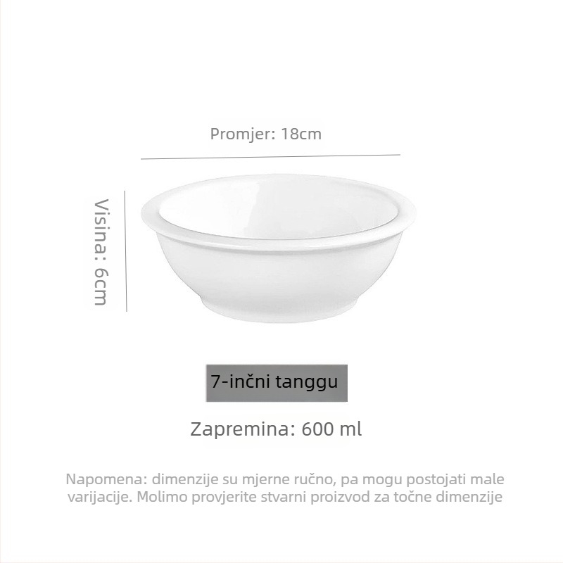 Porcelanska zdjela za juhu i rezance, okrugli oblik, mikrovalna sigurnost, moderan minimalistički stil