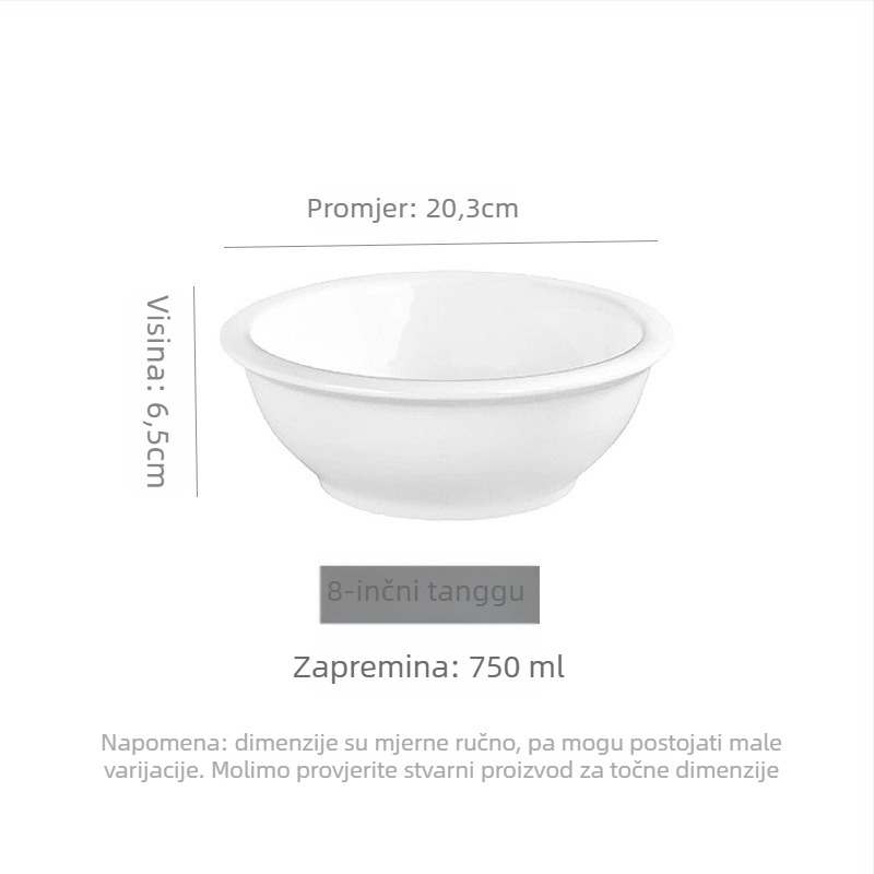 Porcelanska zdjela za juhu i rezance, okrugli oblik, mikrovalna sigurnost, moderan minimalistički stil