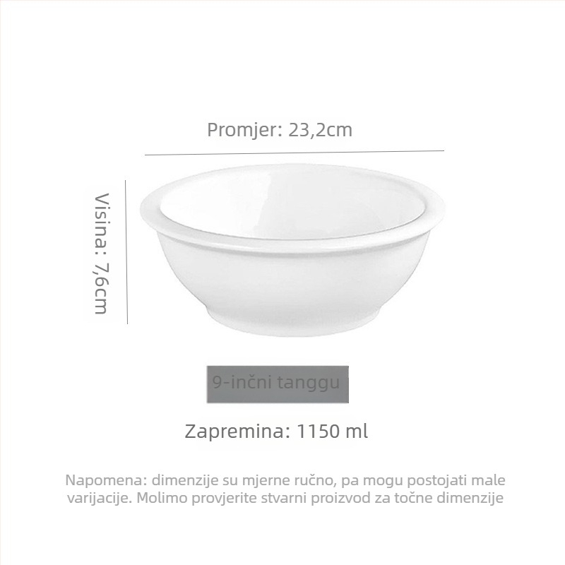 Porcelanska zdjela za juhu i rezance, okrugli oblik, mikrovalna sigurnost, moderan minimalistički stil