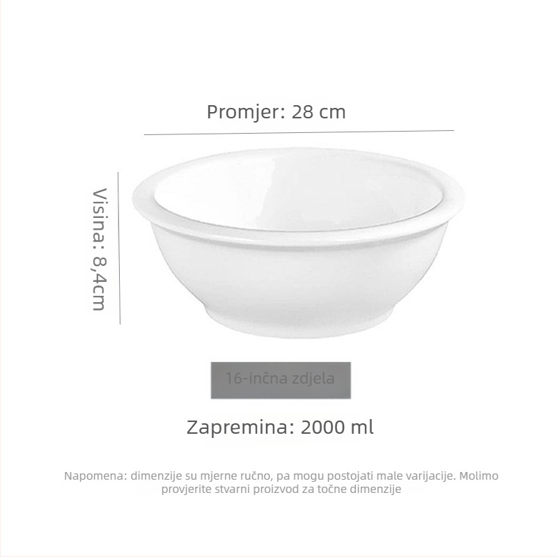 Porcelanska zdjela za juhu i rezance, okrugli oblik, mikrovalna sigurnost, moderan minimalistički stil
